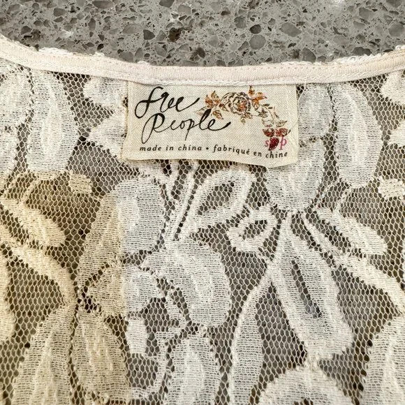 NWT Free People Miles of Lace Mini Tank Dress in Ivory/Alabaster Women's Size S - Picture 10 of 11